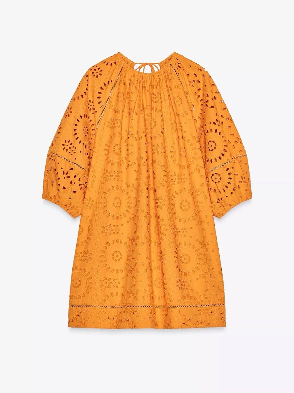 NWOT Zara Orange Eyelet Embroidered Mini Dress SZ XS